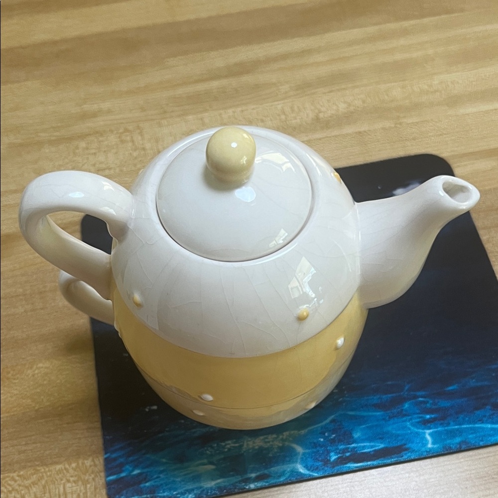 #0949+ Pacific Rim Vintage Hand Painted Yellow & Cream Teapot Set - Picture 7 of 13